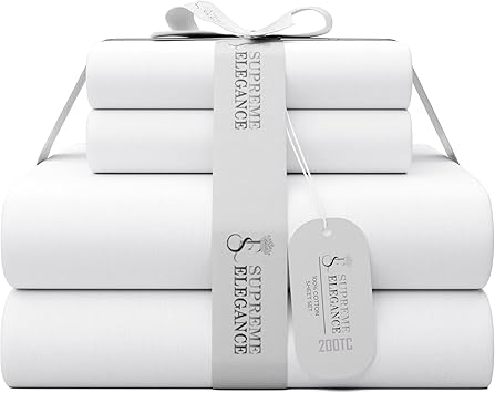 SUPREME ELEGANCE 4 Pc 100% Cotton King Size Sheets Set - Thumbnail 2