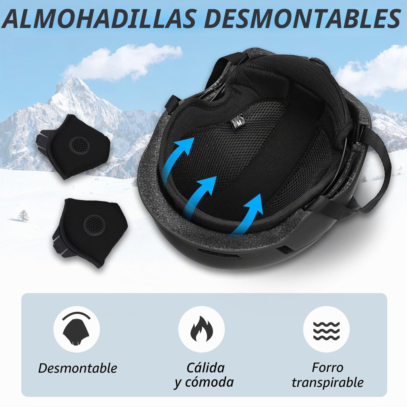 VCOROS Casco de Esquí Kit con Gafas de Esquí Capucha DXH811 para Esquí | Casco Esquí Talla Ajustable Transpirable UV Seguridad Comodidad Casco de Snowboard mit Orejeras Extraíbles