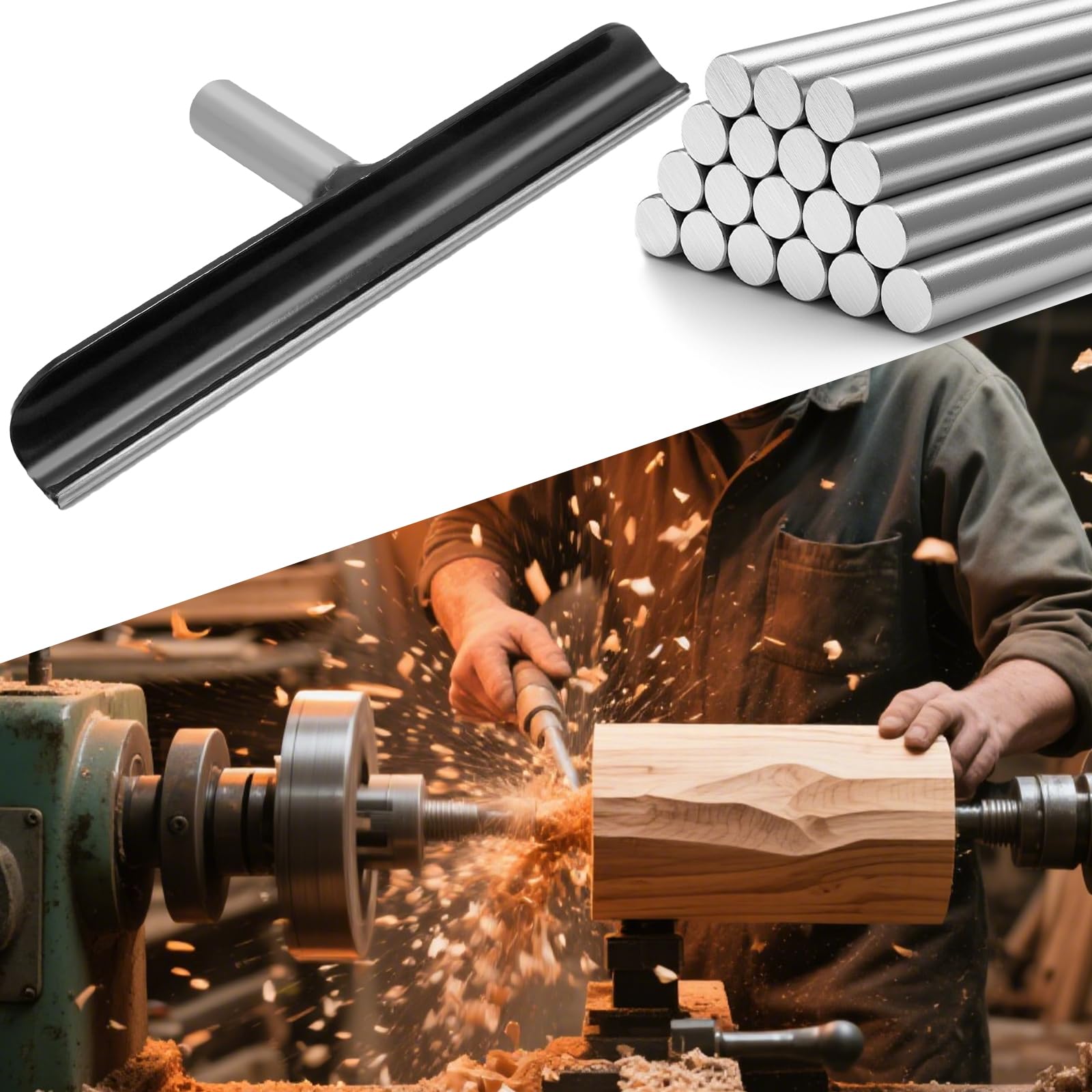 Hoypeyfiy Edelstahl-Drehbank-Auflage werkzeugauflage Drechselbank, 30 cm Drehbank Stahl T-Typ Werkzeugpfosten, 16 mm Post-Durchmesser Turner Lünette für Holzbearbeitung