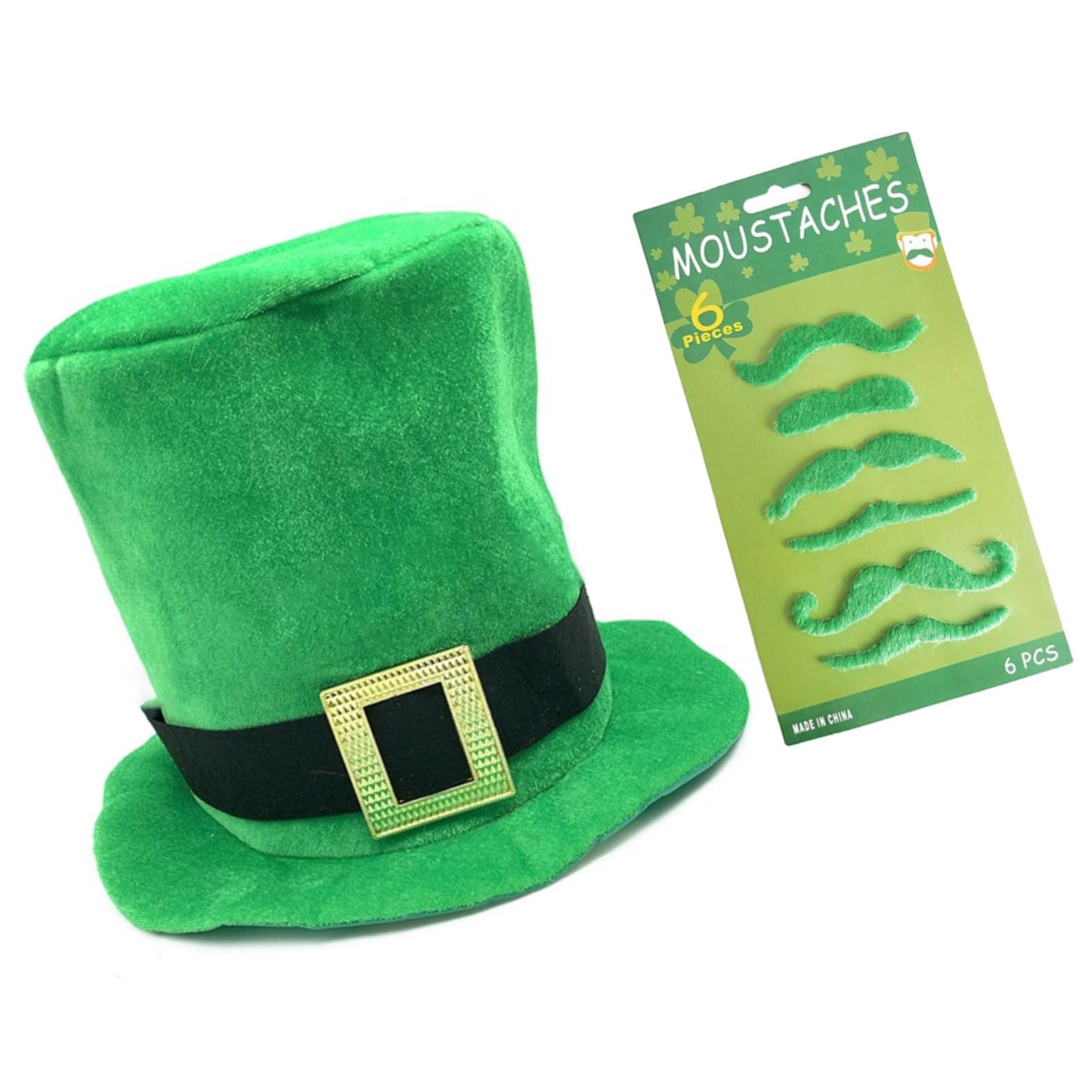 Kalttoy Patricks Day Party Hat with 6 Mustaches Beards Patricks Day Costume Accessories for Men Women Themed Party Photography Hat