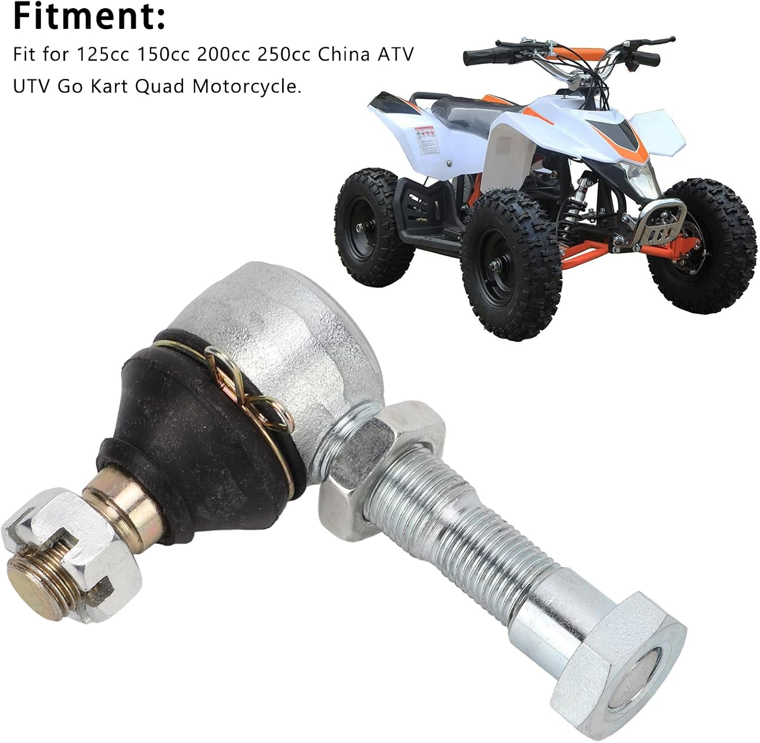 ATV Ball Joint, 12Mm/0.47in Wear Resistant Rust Prevention Steel Tie Rod Ball Joint, UTV Ball Joint for 125Cc 150Cc 200Cc 250Cc Go Kart Quad Motorcycle