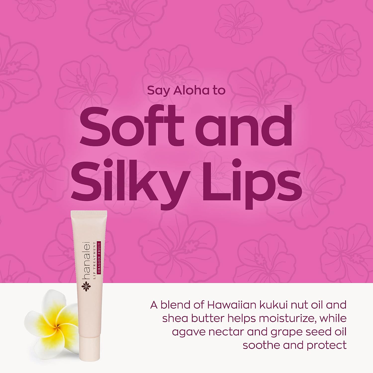 Cruelty-Free and Paraben-Free Lip Treatment to Soothe Dry Lips by Hanalei – Made with Kukui Oil, Shea Butter, Grapeseed Oil – Made in USA – Dragon Fruit Tint – Full Size (15g/15ml/0.53oz)