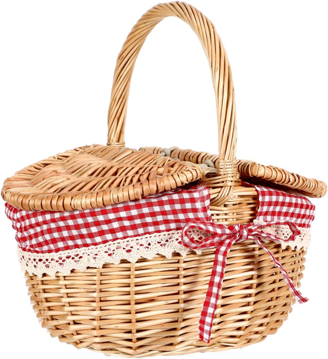 Alipis Rattan Picnic Basket Wicker Bread Basket Wicker with Handle Outdoor Picnic Kids Blankets Wood Decor Kids Wooden Supply Handheld Food Wood Chips Lovers