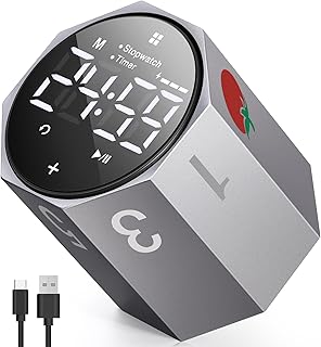 Temporizador de Enfoque de Escritorio, Temporizador Pomodoro de Productividad de Metal Esmerilado, Pantalla LED Digital...