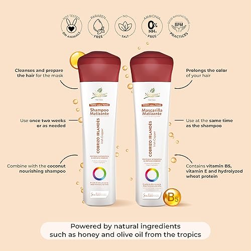 Miniatura 4 de naissant Irish Copper Champú tonificante para el cabello  Depósito de color  Refresca y neutraliza los tonos cobrizos  Sin parabenos, amoníaco ni