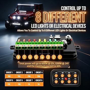 8 Gang Switch Panel Bluetooth RGB APP Control with Backlit Off Toggle