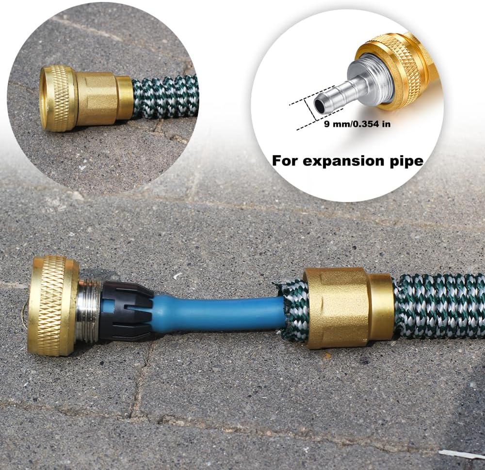 Garden telescopic hose end adapter with shut off Valve,Garden retractable hose end Fittings Kit,Repair Connector,Garden hose Brass Shut Off Valve (2 Set)