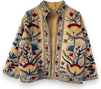 Embroidered Floral Reversible Cotton Blend Jacket