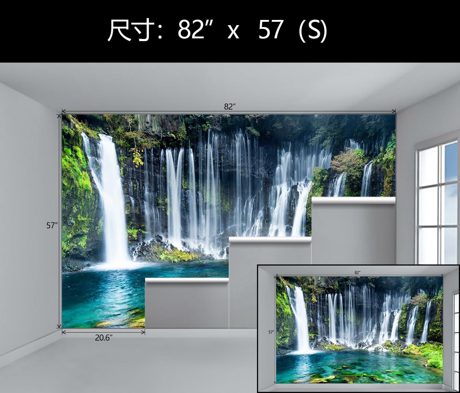 WFBHUA-Waterfall Wallpaper Peel and Stick Nature Lake Landscape Self Adhesive Wall Mural for Bathroom 82"x57"