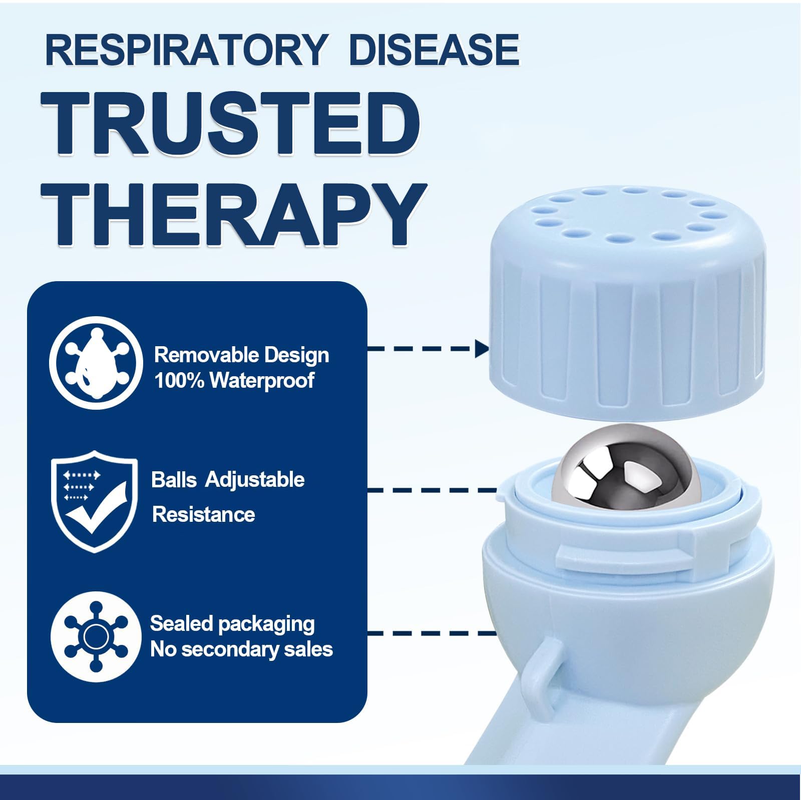 Appareil d'exercice respiratoire pour poumons, Appareil d'expansion pulmonaire et de soulagement du Mucus, entraîneur d'exercice Portable avec étui de Voyage avec 2 balles