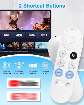 Replacement Voice Remote Control for G-oogle Chromecast 4k Snow Streaming Media Player,Remote for Chromecast with G-oogle TV HD/4K,Voice Remote Controls Replacement