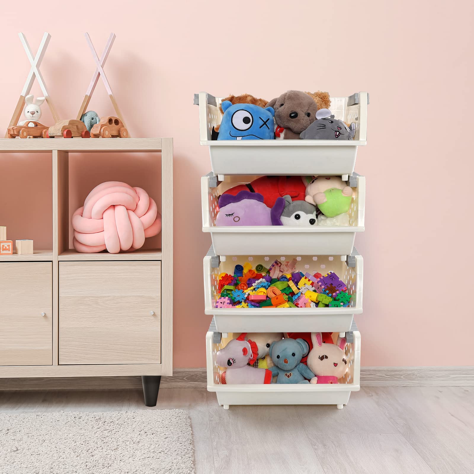 置物 rinshan Amazon.com: Tstorage Plastic Stackable Storage Basket, Open Front