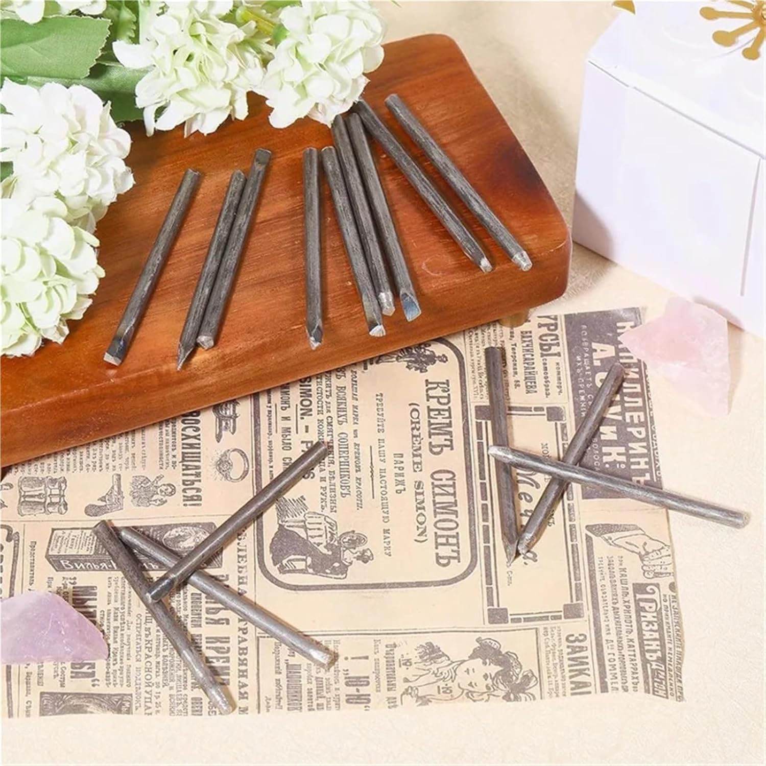 2SET Flower Punch Stamp Set, 20Pcs Steel Metal Stamping Tools for Jewelry Engraving