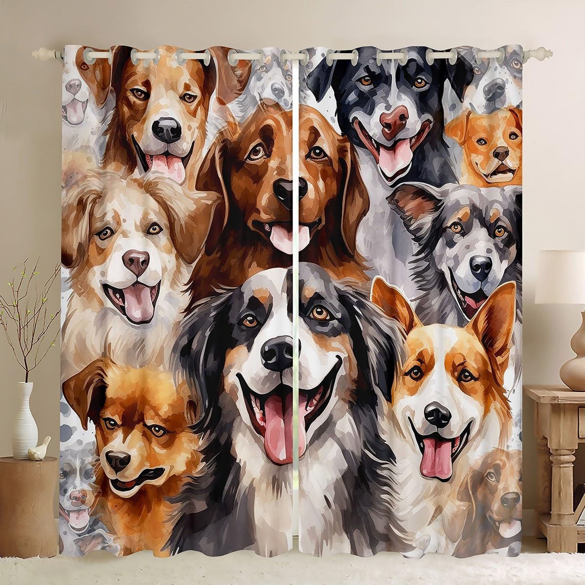 Erosebridal Pup Dog Window Curtains 104