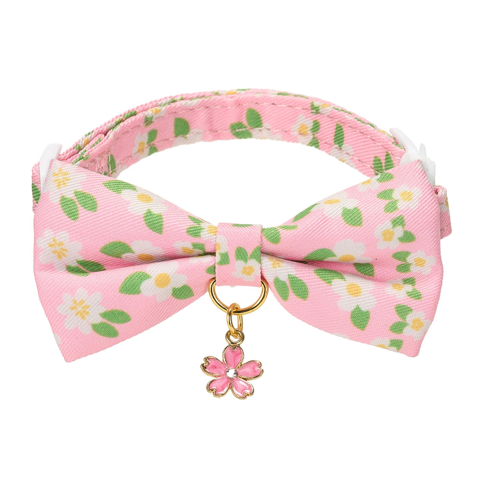 Petiry Daisy Cat Collar with Breakaway Safety & Bow Tie - Adjustable Floral Kitten Collar, Soft Polyester, Includes Bell and Decorative Flower Tag,Pack of 1,Blush Pink — image 1