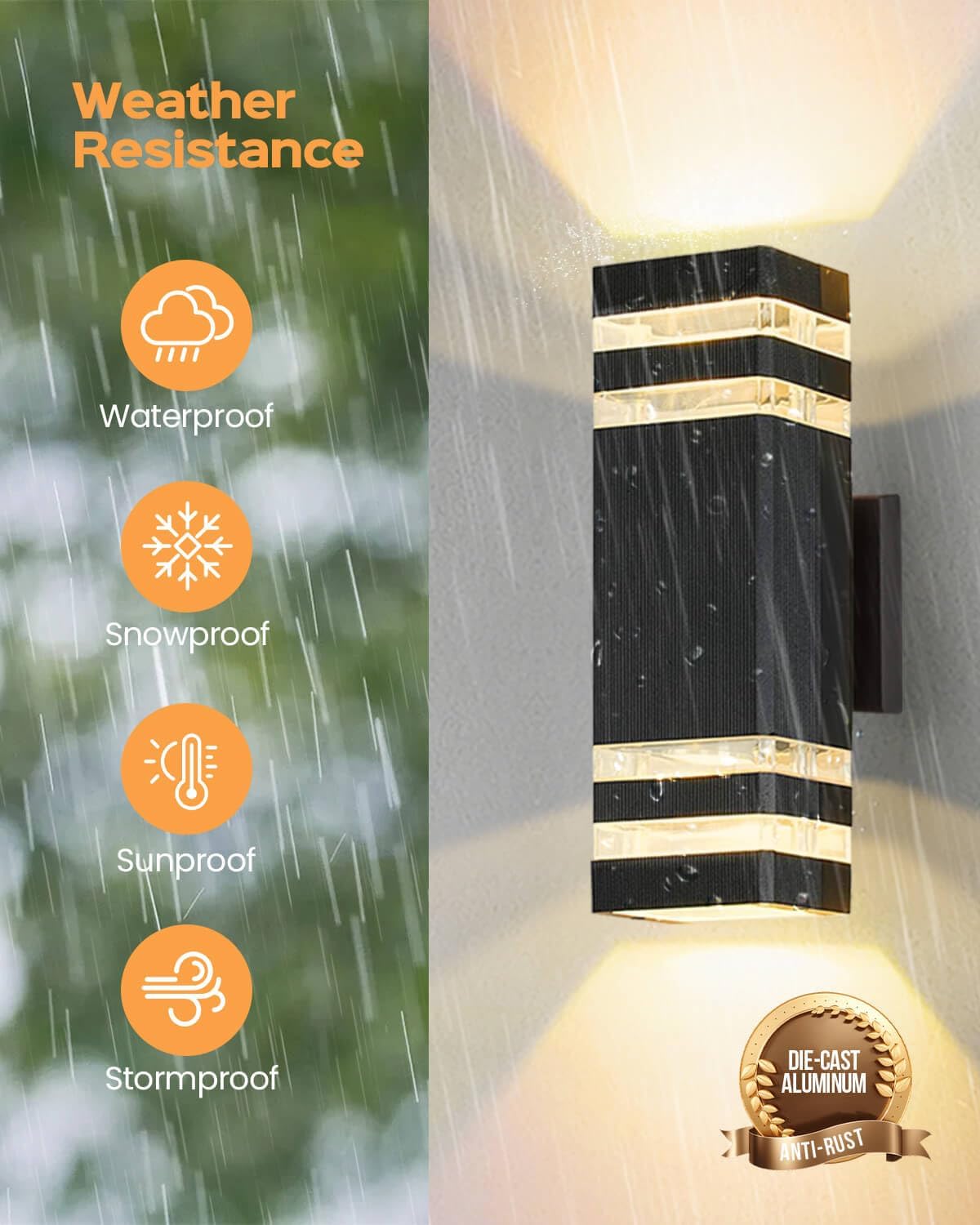 SHIMR Dusk to Dawn Outdoor Lighting 2 Pack, Outdoor Wall Sconce with GU10 Bulbs, Black Aluminum Exterior Lighting Fixtures Wall Mount, Modern Outside Lights for Garage Patio Garden, ETL Listed