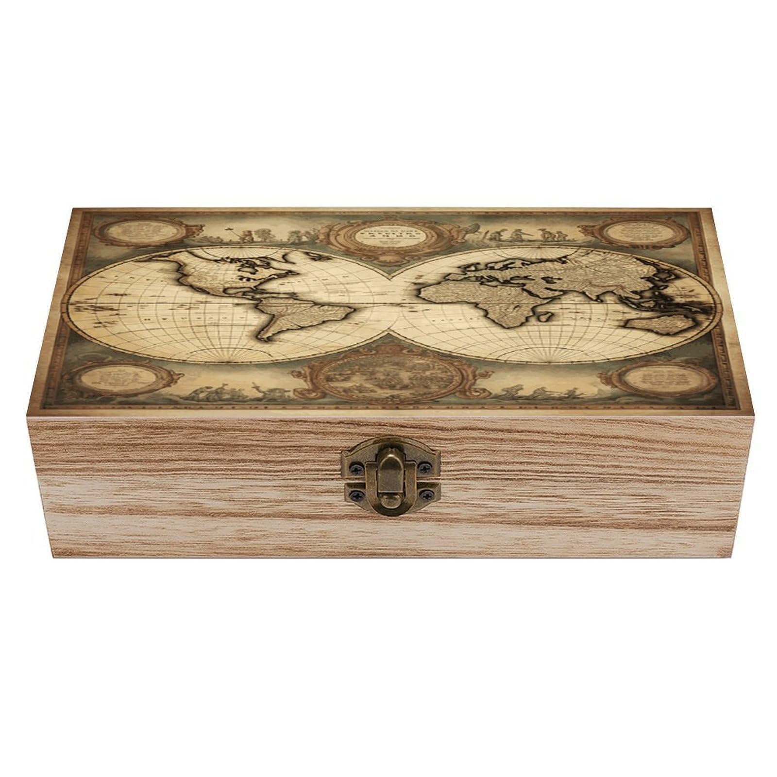 Btcowzrv Style 9Cf1f95843ff702322dd3a7d8341689 Wooden Storage Box, Keepsake Box With Hinged And Retro Lock, Wood Jewelry Organizer For Photos & Mementos And Home Decor