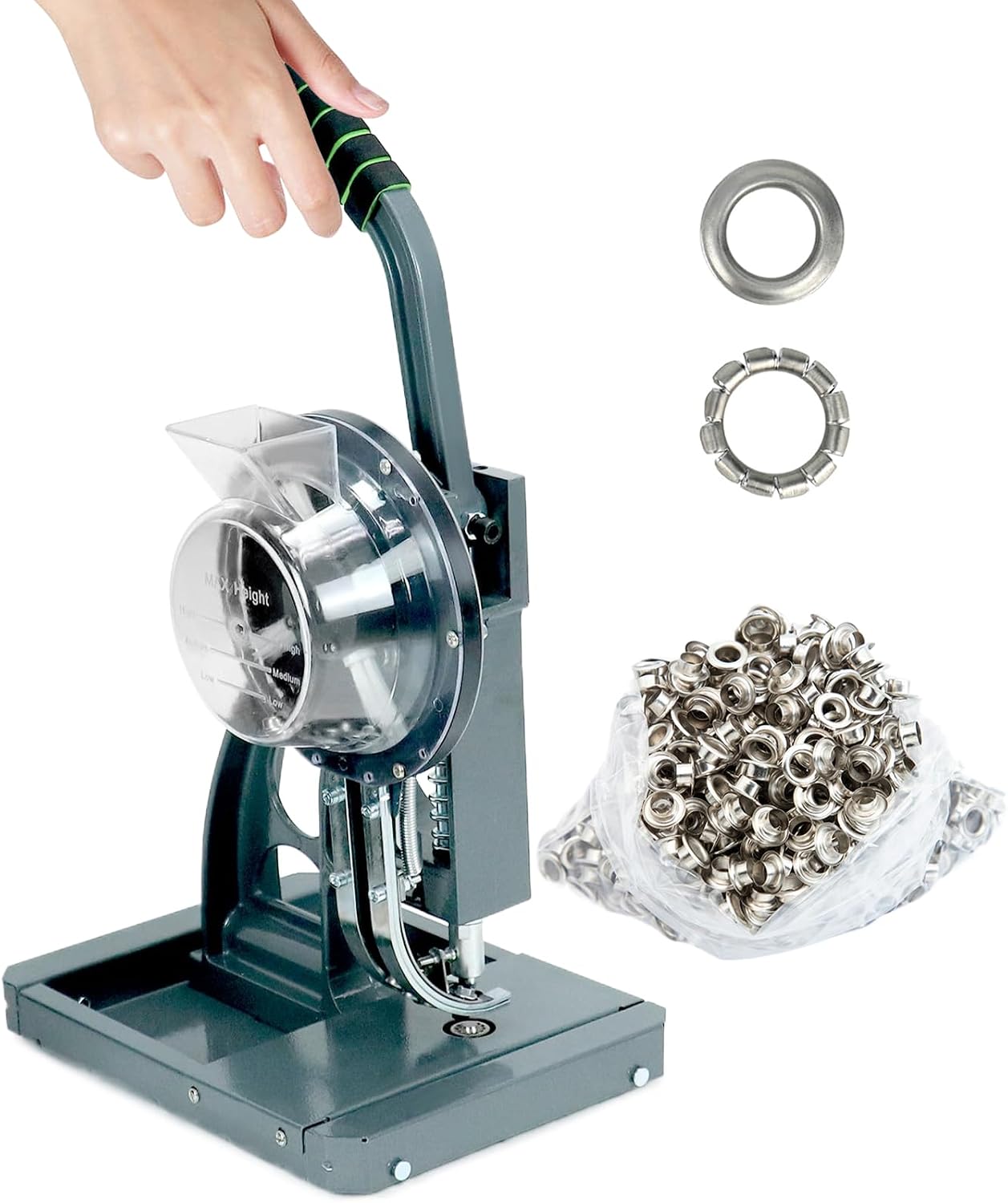 Heavy Duty Semi-Automatic Grommet Machine with 1000 Metal Eyelets, Labor-Saving Handle, Easy Rolling for Banners, Awnings, Posters - Perfect for DIY Projects,5.5mm