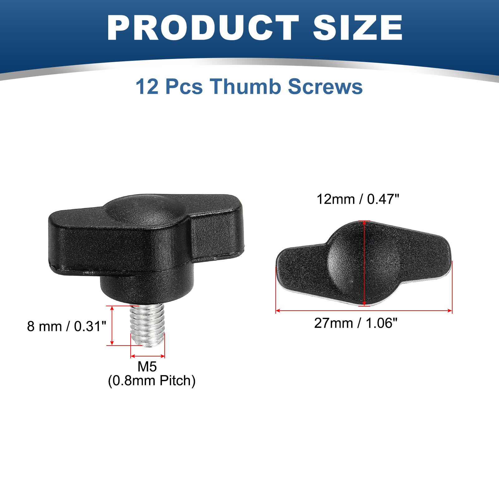 PATIKIL M5 x 8mm Tee Thumb Screws - Image 2