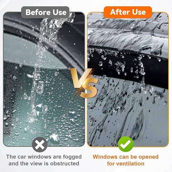 4pcs JDM 3D Wavy MU Style Window Visors Compatible with 2014-2018 Mazda 3/3 Sport Sedan/Hatchback, Front+Rear Left+Right Outside Mount Type Dark Smoke Tint Tape-On Side Sun Rain Guards Set of 4
