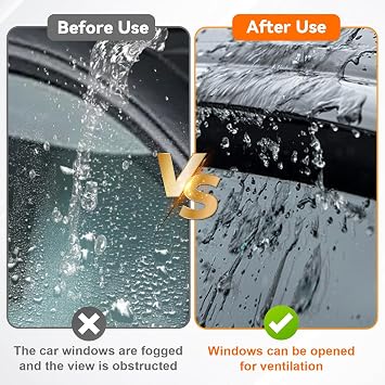 4pcs JDM 3D Wavy MU Style Window Visors Compatible with 2014-2018 Mazda 3/3 Sport Sedan/Hatchback, Front+Rear Left+Right Outside Mount Type Dark Smoke Tint Tape-On Side Sun Rain Guards Set of 4
