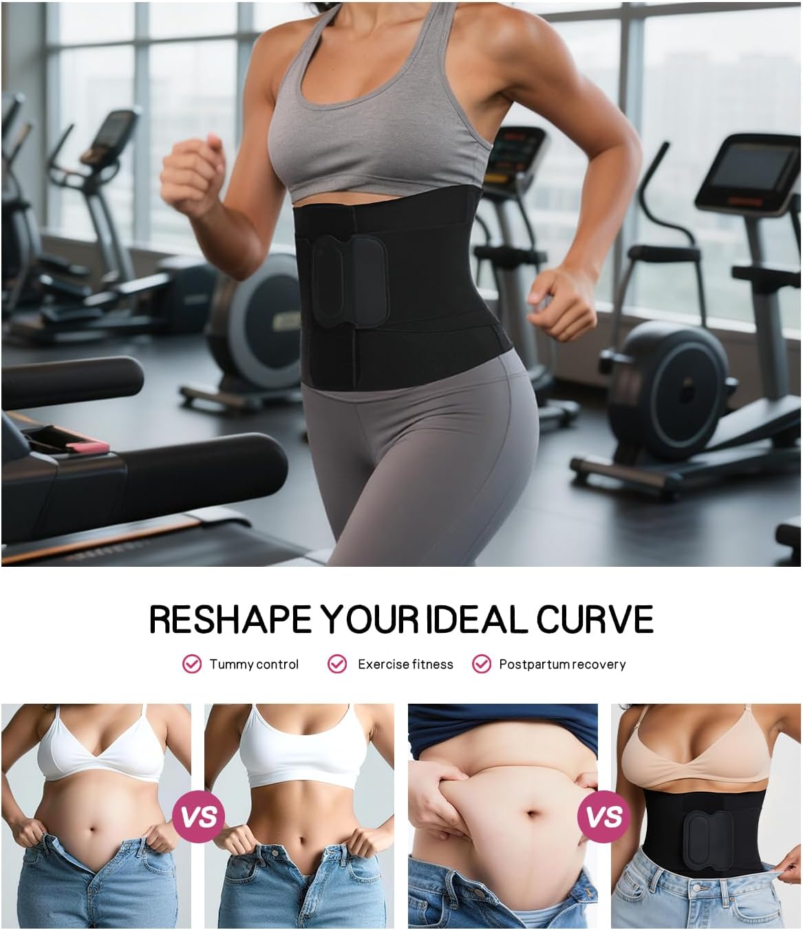 Waist Trainer for Women Belt with Tummy Control for Workouts, Ab Belt Waist Cincher with Triple Wrap for Daily Wear - Image 3