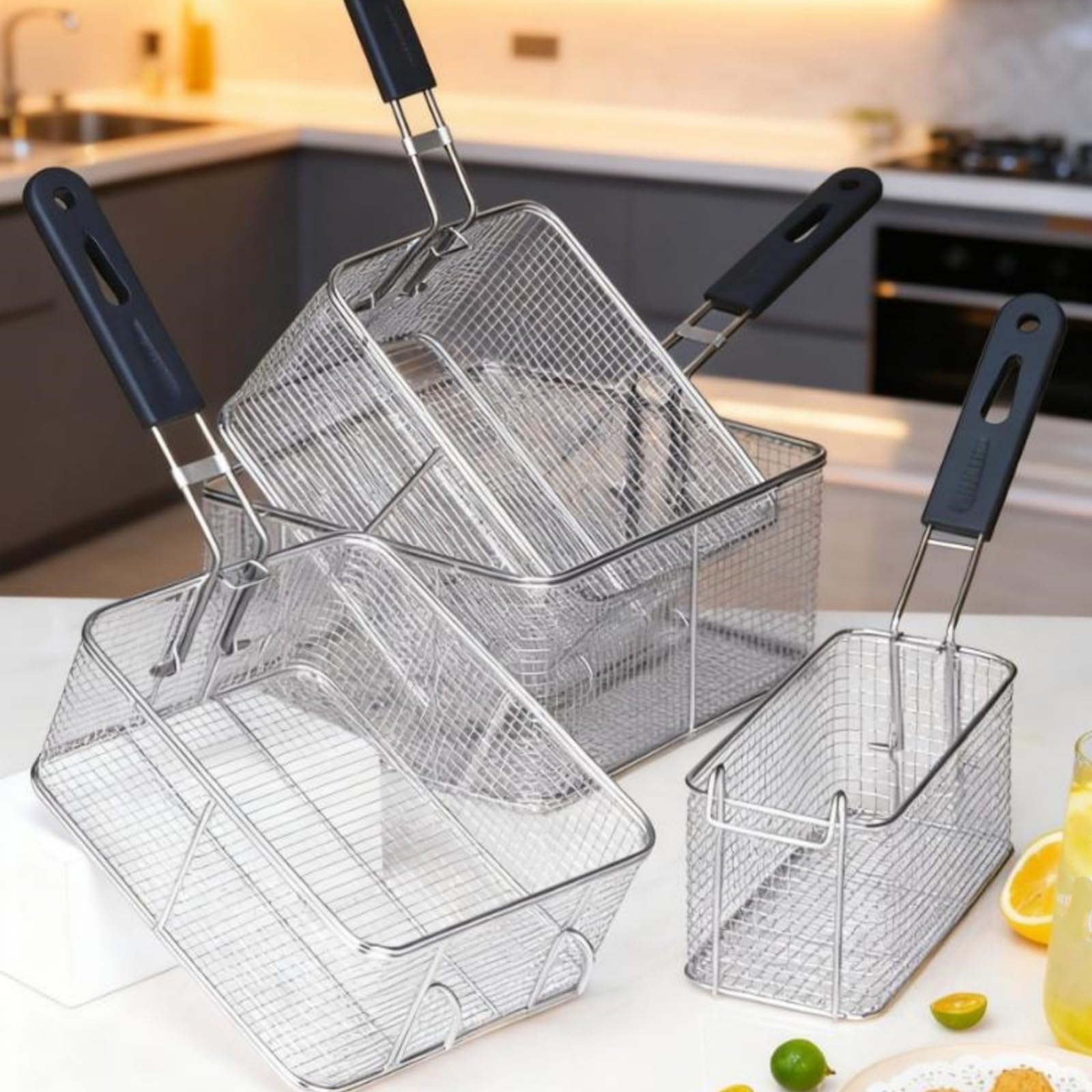 Genérico Cesta para freír Acero Inoxidable para Barbacoa, Restaurante, hogar, 6L/8 L/11L
