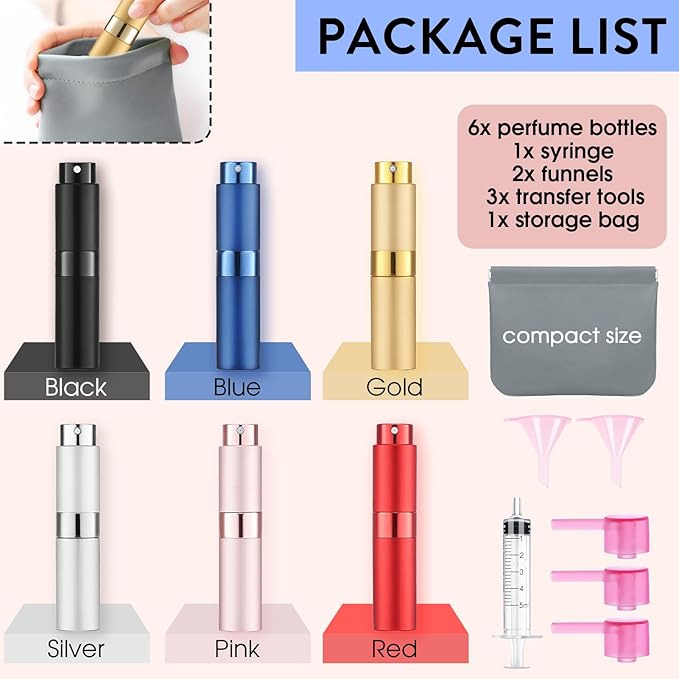 Pack de 6 atomizadores de perfume 8 ml para viaje miniatura 7