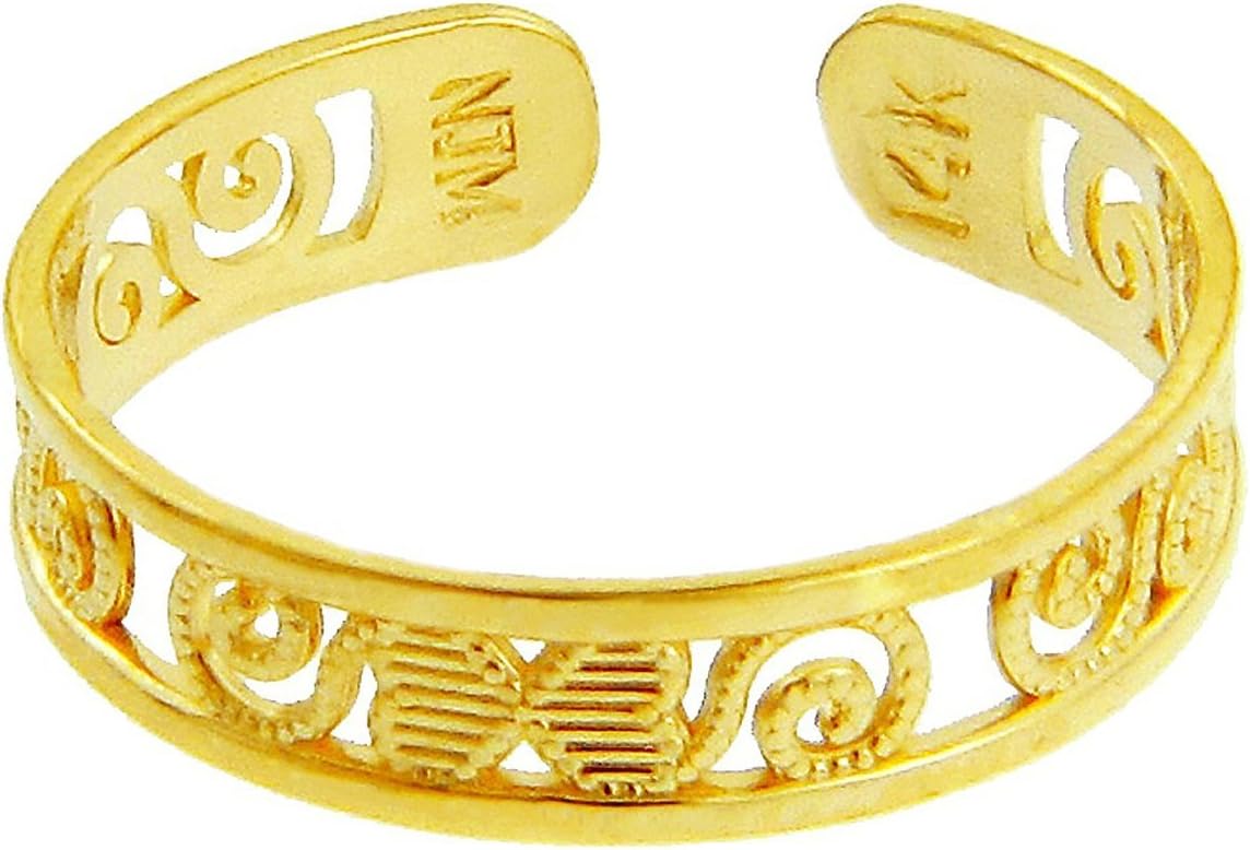 Claddagh Gold 10K and 14K Yellow Gold Women's Bohemian Chic Filigree Toe Ring