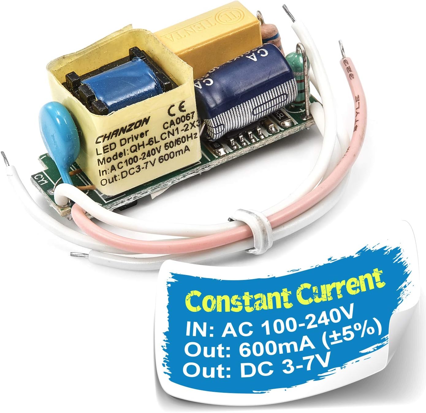 Chanzon LED Driver 600mA (Constant Current Output) 3V-7V (Input 85-277V ...
