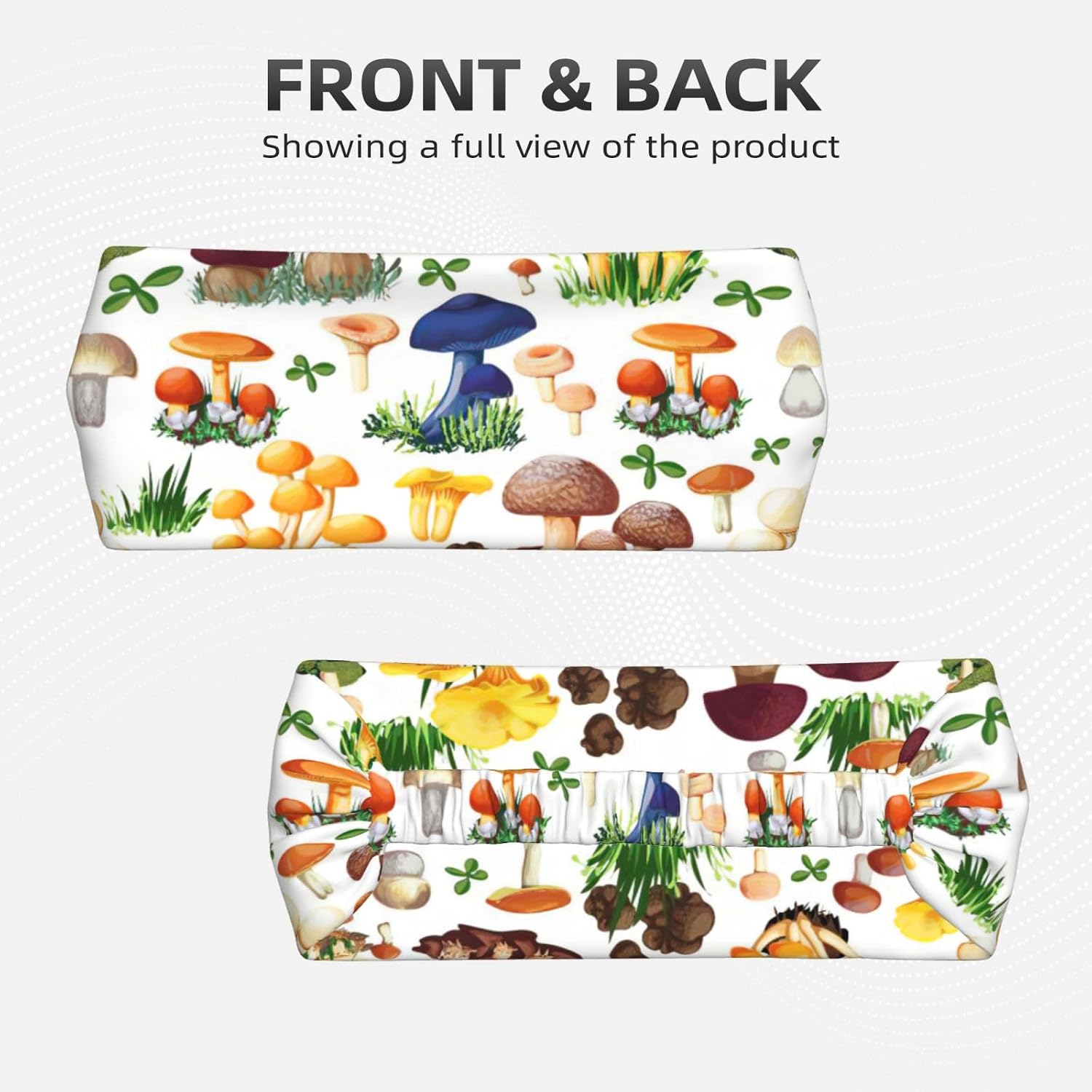 Japanese Painting Mushroom Print Wide-Brimmed Fashionable Elastic Exercise Headband for Running and Workouts