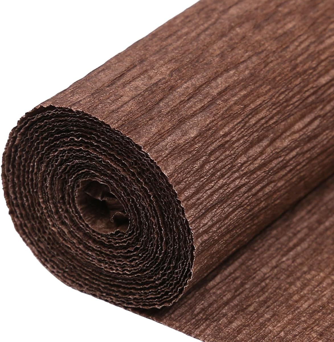 Queenbox 19.6x98.4in Solid Crepe Paper, Crinkled Paper Roll Party Streamer for DIY Craft Flower Birthday Wedding Ceremony Festival, Coffee
