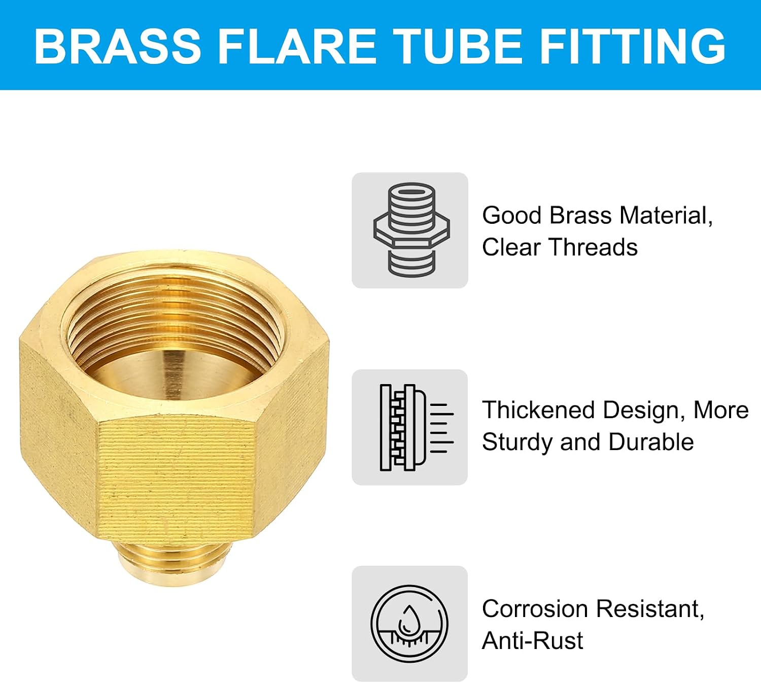 PATIKIL 3/4" Female Flare x 3/8" Male Flare Connectors, 2Pcs SAE 45 Degree Flare Brass Adapter Flare Pipe Fitting with Flare Nut for Air Gas Line Refrigeration HVAC