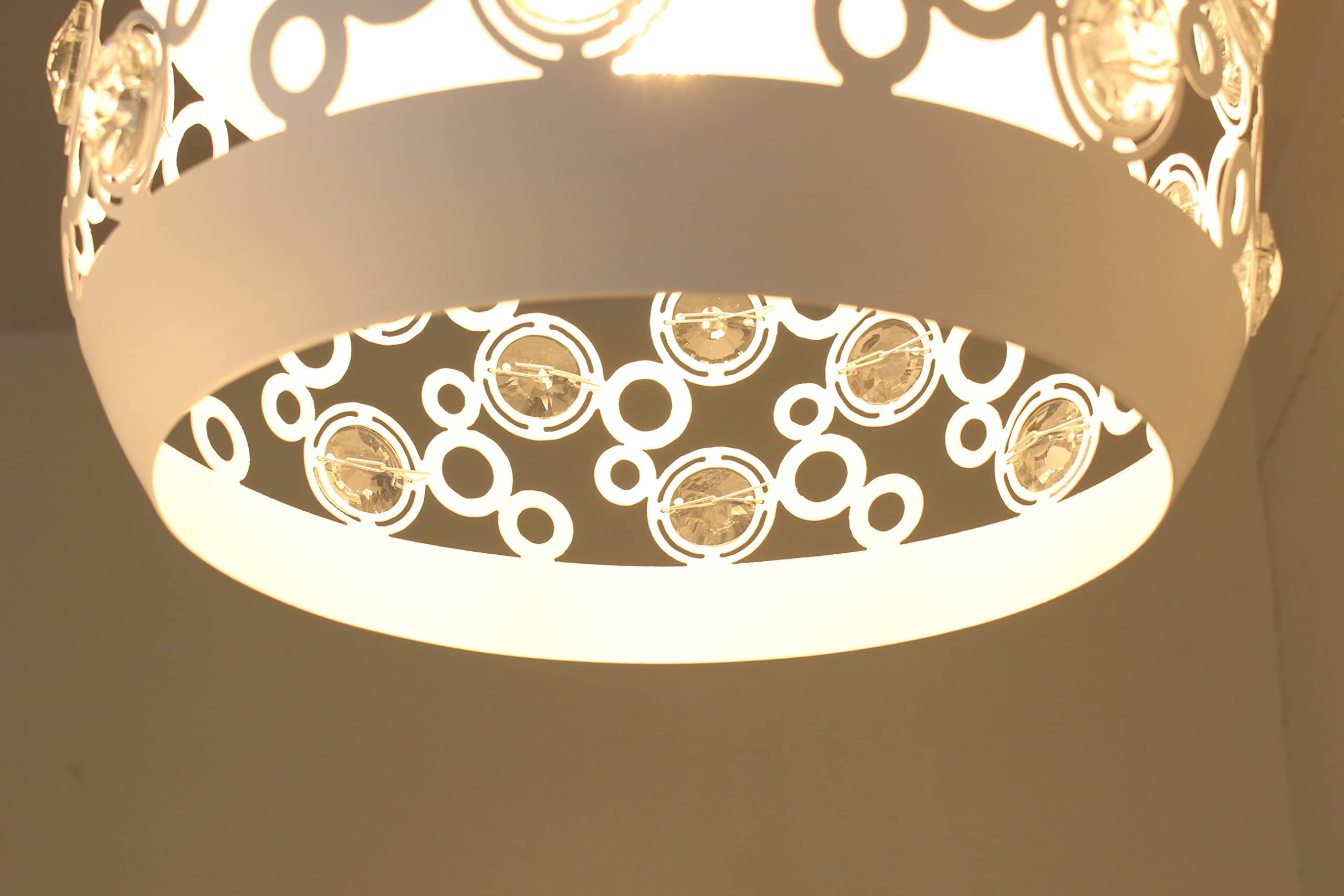 MAKA Lampadario Moderno a Sospensione con Supporto Lampadina E27 in Cristallo Ferro Opaco Lampada da Soffitto Diamanti per Sala da Pranzo Cucina Tavolo Camera da Letto Bar 100 cm x 30 cm Arabesque
