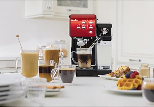 Breville Prima Latte II Espresso | Cafetera para latte y capuchino | Bomba profesional de 15 bares y espumador | Rojo [VCF109X]1