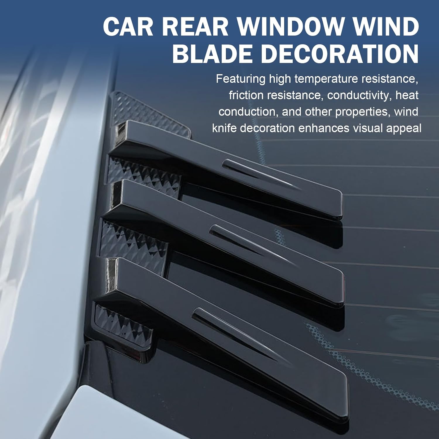 2 PCS Car Rear Window Air Knife Shaped Decals, Louvers Decorative Sticker, Racing Style Fender Decal, Automotive Upgrade & Modification Decorative Accessories (Gloss Black)