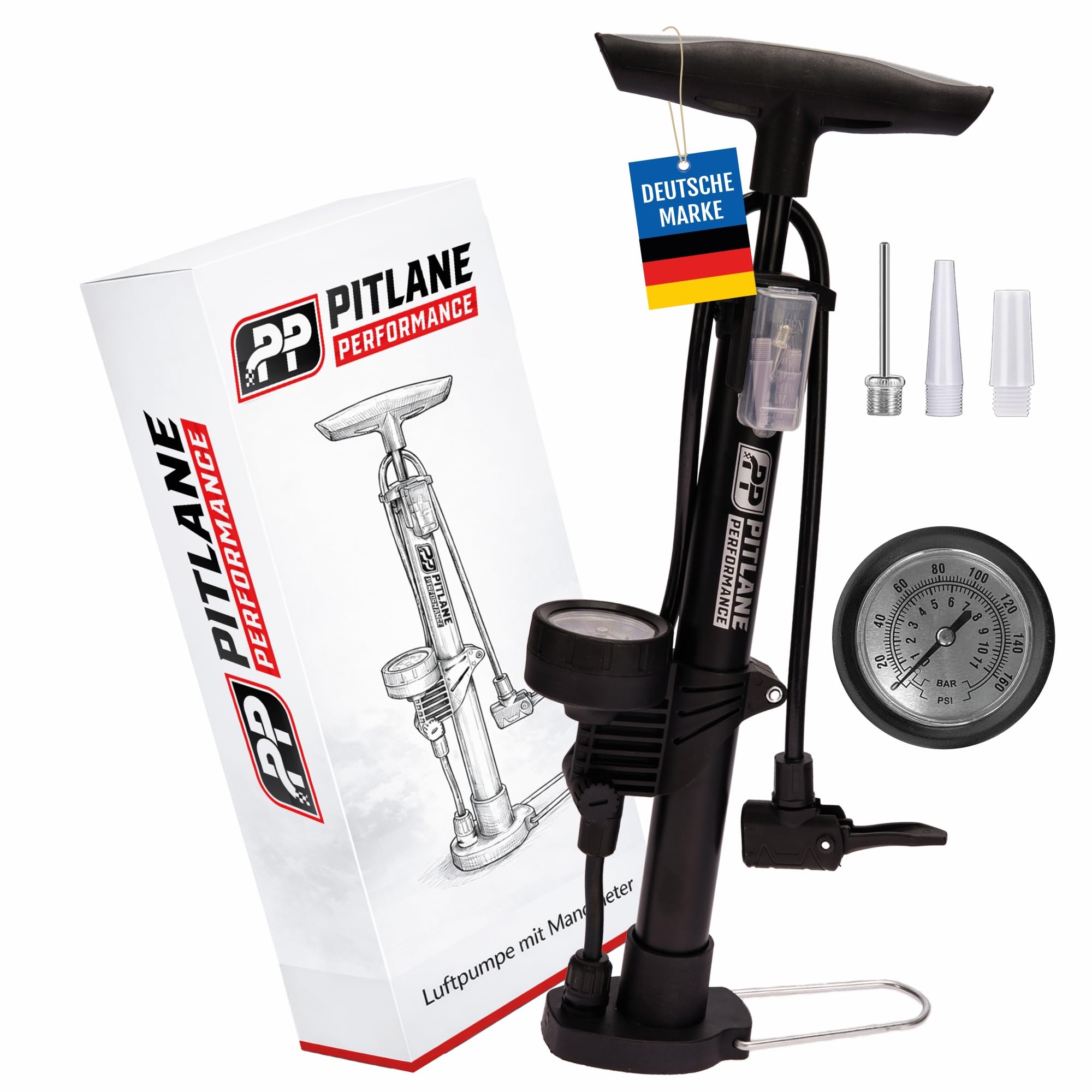 Standpumpe Fahrrad & Luftpumpe Auto Fahrradpumpe bis 11 Bar für alle Ventile 42 cm Professionelle Bike Pump & Air Pump Luftpumpe Fahrrad Pumpe Fahrradteile (Schwarz)