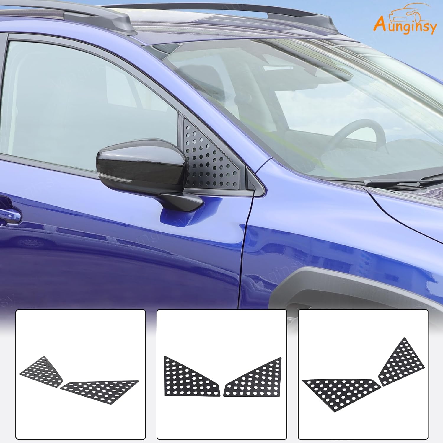 Car Rearview Mirror Side Triangular Spoiler Trim Compatible with Subaru Crosstrek 2024 Front Door Window A Pilla Honeycomb Panel Rearview Mirror Corner Triangle Side Spoiler Cover Exterior Accessories