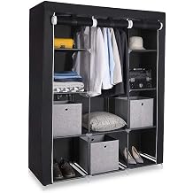 Portable Closet Wardrobe Storage Closet, 67" Portable Closet Organizer Wardrobe Storage Organizer with 10 Shelves Quick and Easy to Assemble Extra Space Black for Bedroom,Entrance,Living Room
