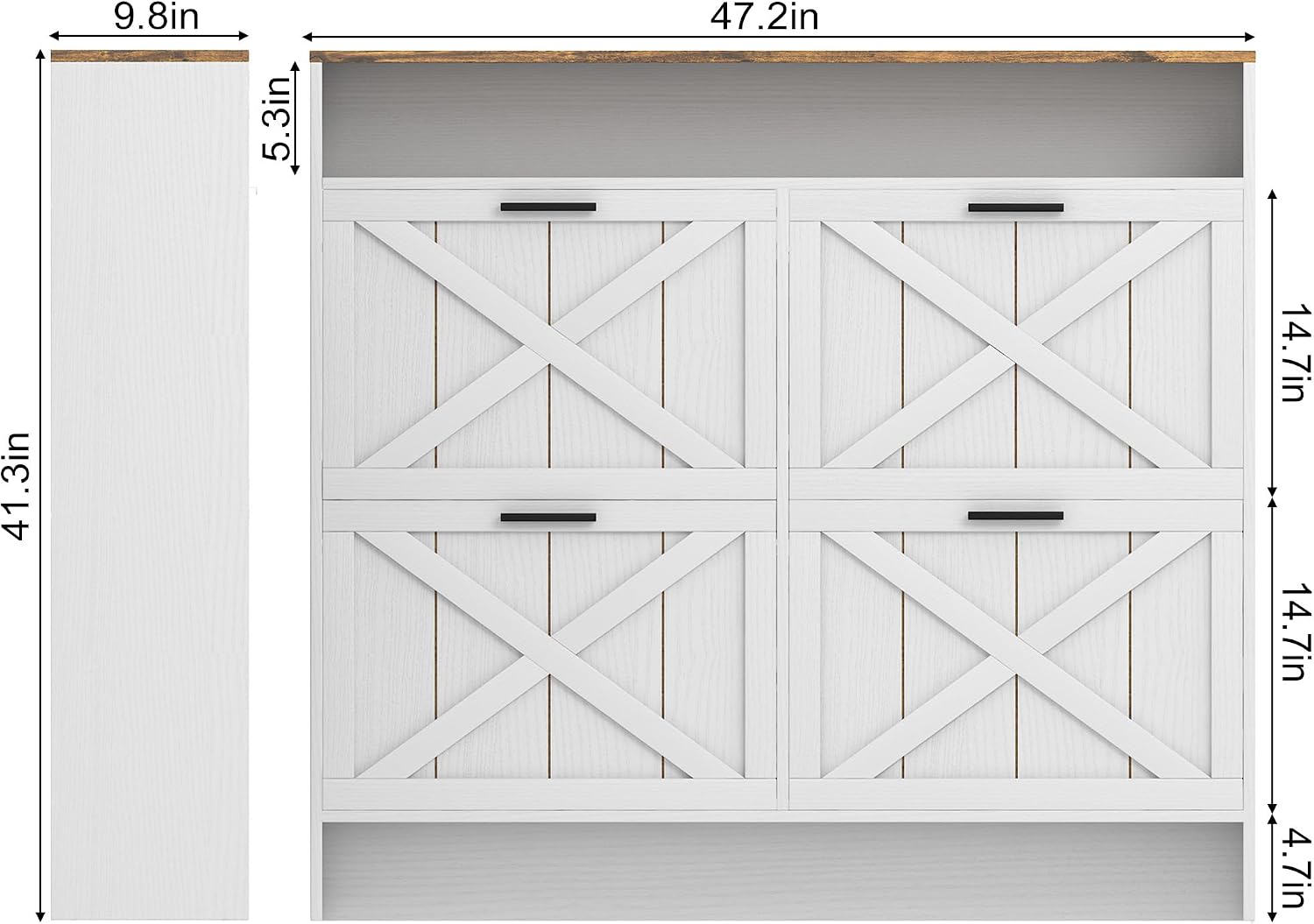 Shoe Storage Cabinet with 4 Flip Drawers, Sturdy Anti-Tip Design Shoe Rack Cabinet for Entryway, Hallway, Apartment (Rustic White)