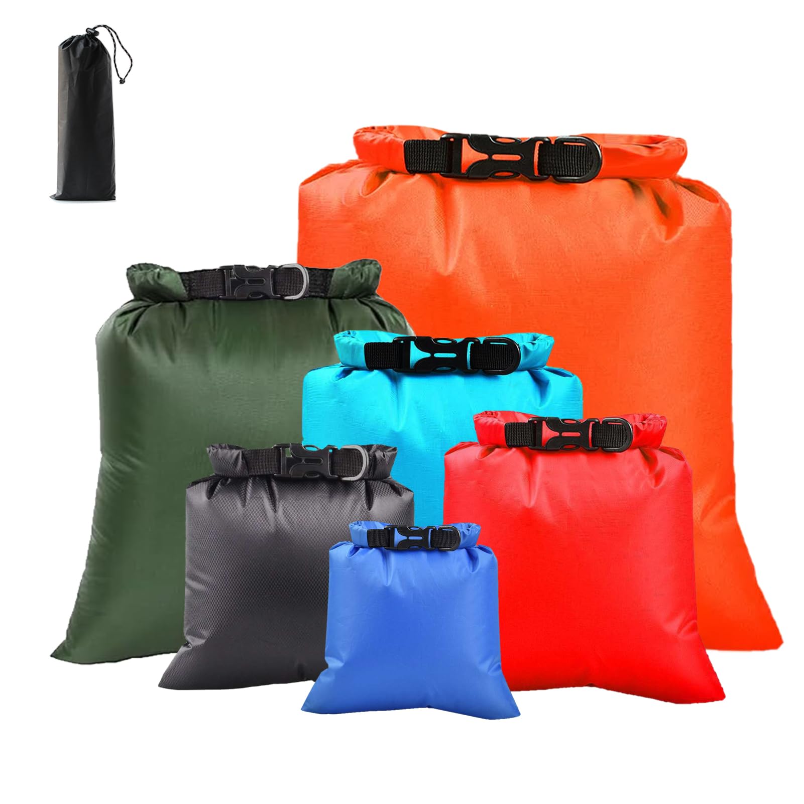 ILZAR 6PCS Dry Bags Waterproof, Lightweight Dry Bags for Kayaking Waterproof，Outdoor Waterproof Bag for Kayaking Hiking Boating Camping