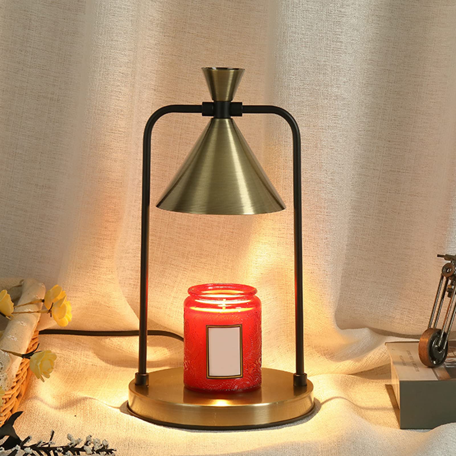Kerzenwärmer Lampe, Duftlampe Elektrischer mit Timer & Dimmer, Duftkerze Duftlampe Elektrische Kerzenwärmer, Candle Warmer Lamp Vintage Dekoration für Haushalt & Wohnen, Geschenke für Mama (Bronze)