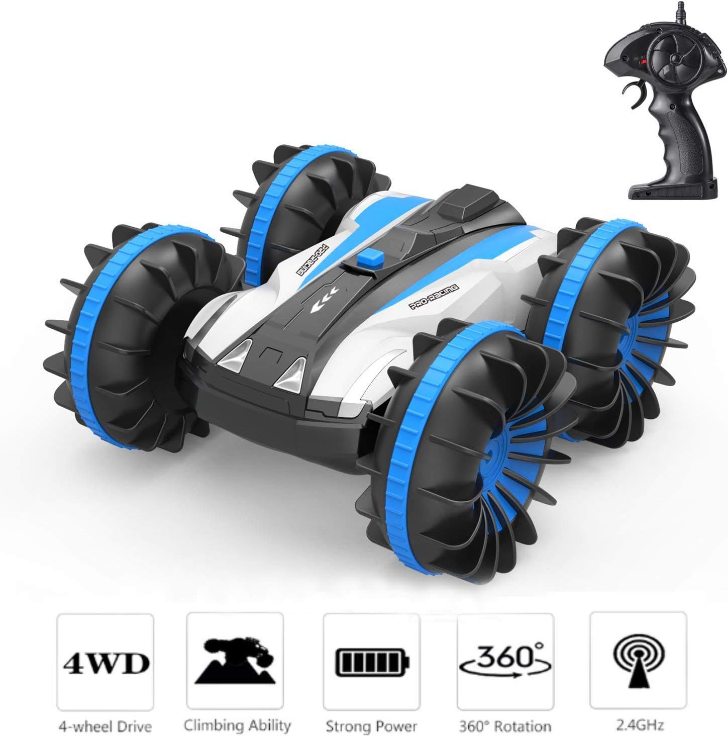 UooMay RC Car Remote Control Car - Amphibious 4WD Drive 1/18 Scale High Speed Off Road Vehicle 2.4GHz,Rotate 360 Degree Double Sided Race Snow Waterproof RC Trucks
