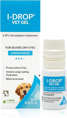 I-DROP Vet Gel: Gotas para ojos para mascotas para perros | Lubrique los ojos secos agudos/estacionales | Comodidad superior | Alivio duradero | Se
