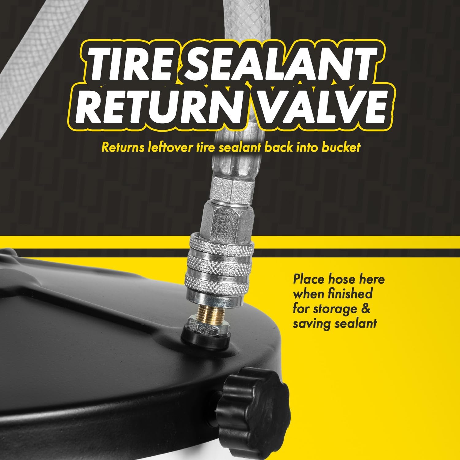 Tire Sealant Bucket Pump, Manual Hand-Operated Pump for Tubeless Tires, Fits 5 to 6-1/2 Gallon Drums, 5 feet Hose, Aluminum Die-Cast Handle, 8 oz per Stroke