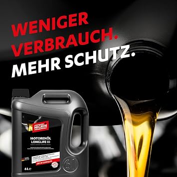 NIGRIN Engine Oil 5W-30 LongLife III 6 Litres for Car Petrol and Diesel Engines Including Particulate Filter Multi-Grade Engine Oil Based on HC Synthesis VW 504 00/507 00/503 00/506 00