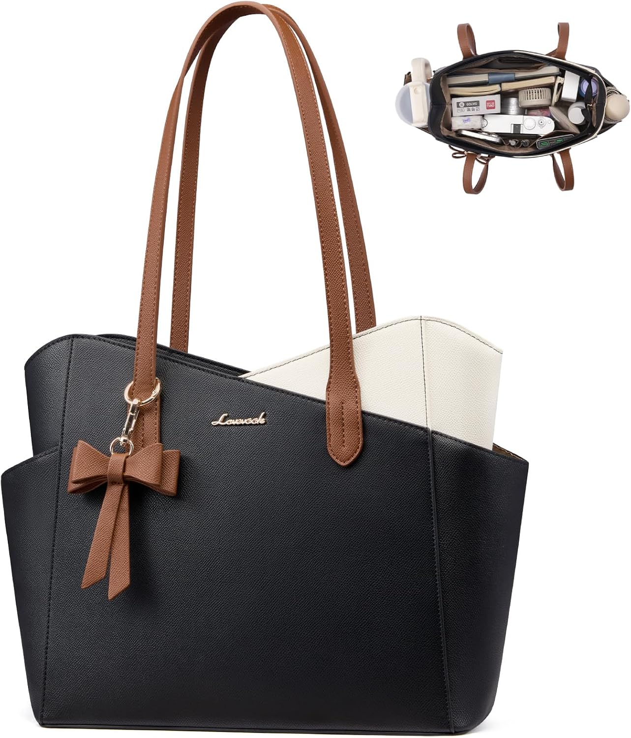 Bolso Tote pequeño estructurado de cuero sintético para mujer miniatura 1