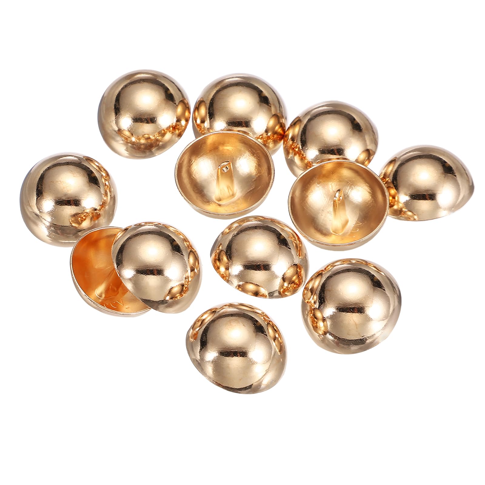sourcing map 12pcs Half-Domed Metal Sewing Buttons, 28mm / 1.10" Half Round Mushroom Pearl Cap Metal Buttons with Shank for Blazer Suit Coat Jacket Cloth Garment Decoration, Golden