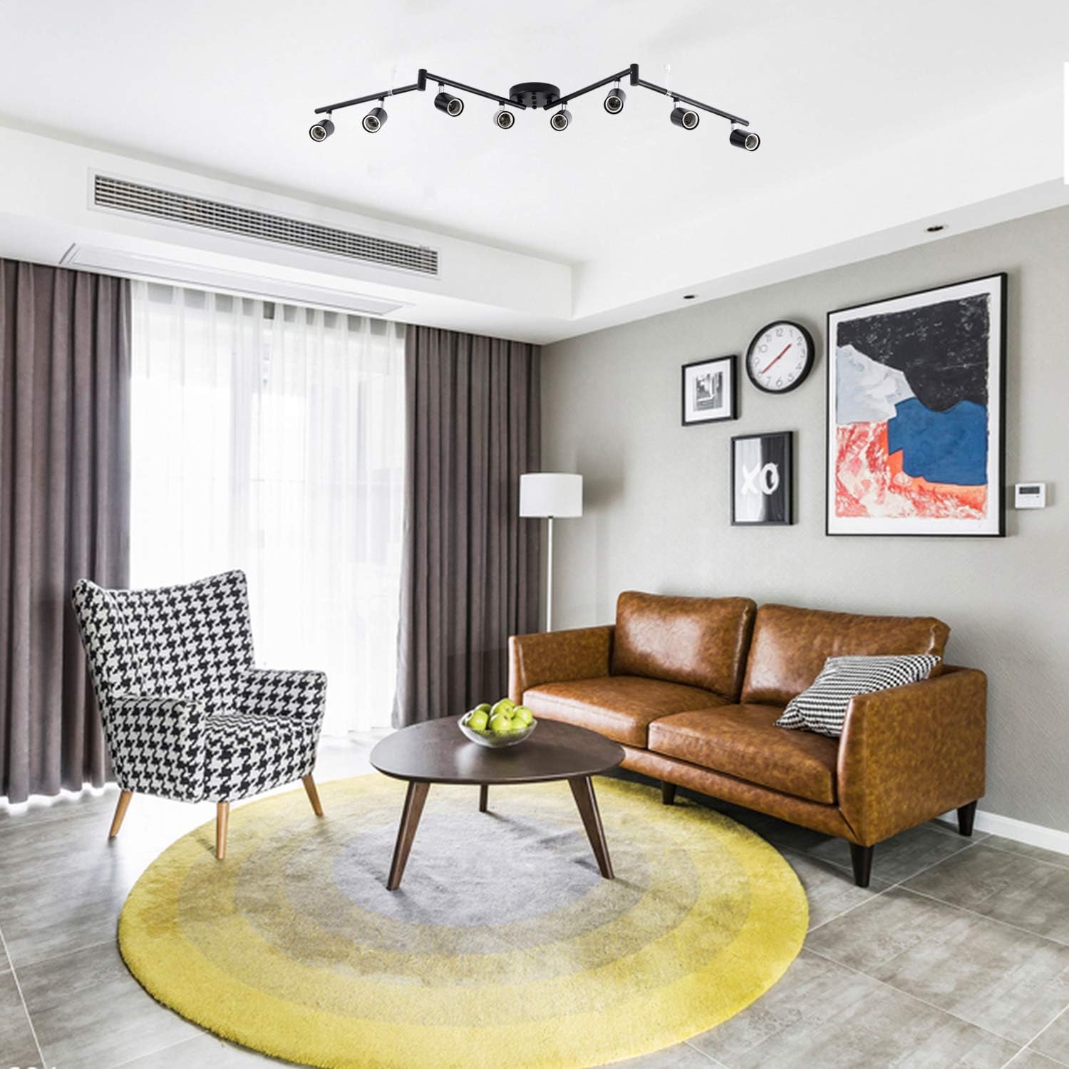 40% Off Discount HURYEE 8 Light Track Lighting Kit, Multi-Directional Ceiling Accent Spot Lights, GU10 Socket Bulbs, Flexible Foldable Arms, Rotatable Light Heads (Black)