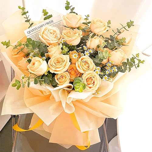 Miniatura 7 de Jutieuo 20 hojas de papel de regalo de flores, suministros de ramo floral, envolturas de papel de flores impermeables con cintas, 22.8 x 22.8